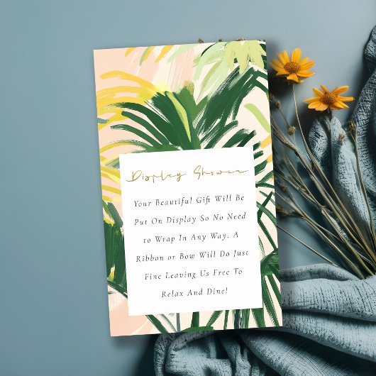 Carte D'accompagnement Douche de bébé pour fille Boho verte Tropic Palm