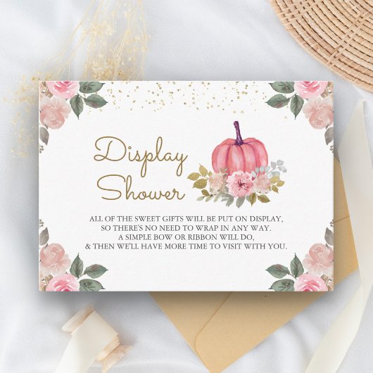 Carte D'accompagnement Douche de Fleurs Citrouille Rose Or