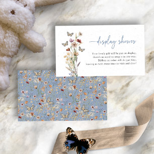 Carte D'accompagnement Douche de fleurs sauvages bohème bleue