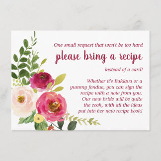 Carte D'accompagnement Douche de mariage Geo Apportez une recette