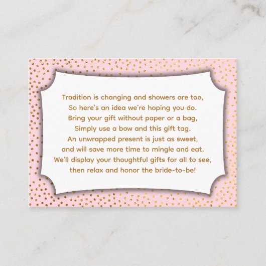 Carte D'accompagnement Douche d'écran Pastel Rose & Gold Confetti personn (Devant)