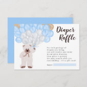 Carte D'accompagnement Douche en ballon bleu ours en peluche (Devant / Derrière)