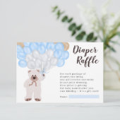 Carte D'accompagnement Douche en ballon bleu ours en peluche (Debout devant)