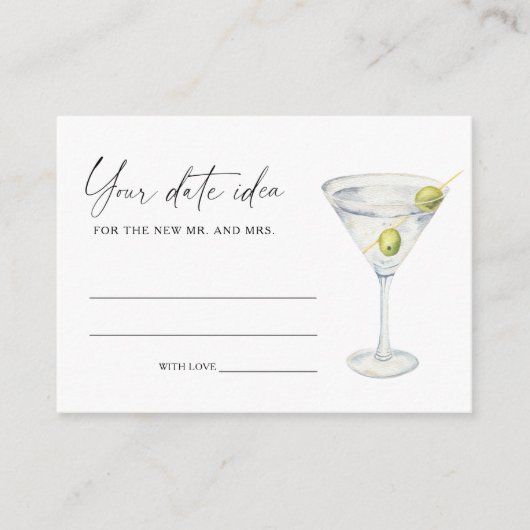 Carte D'accompagnement Douche nuptiale à martini sec Idées Jar de date (Devant)