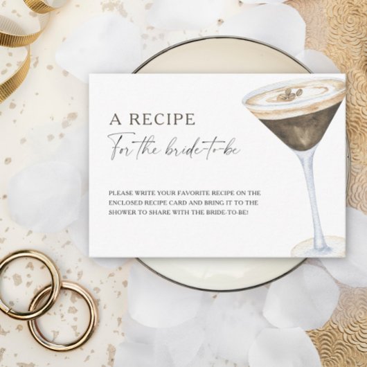 Carte D'accompagnement Douche nuptiale café Recette pour la mariée à être