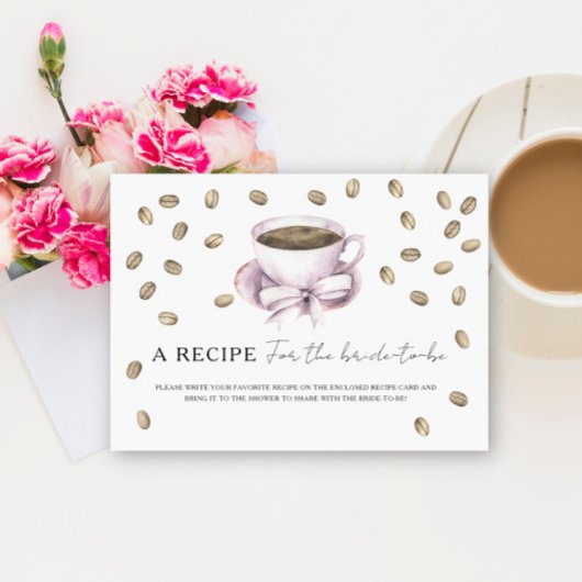 Carte D'accompagnement Douche nuptiale café Recette pour la mariée à être