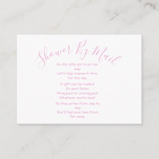 Carte D'accompagnement Douche Par Mail Baby Girl Rose (Devant)