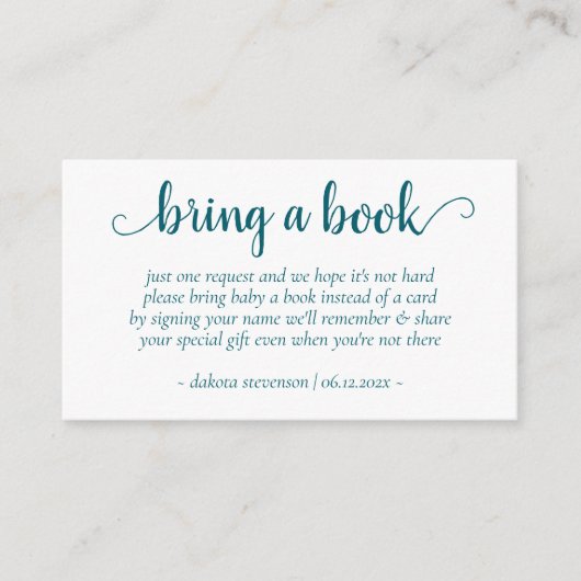 Carte D'accompagnement Douche Turquoise simple | Bleu foncé-vert Apportez (Devant)