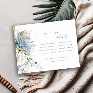 Carte D'accompagnement Doux bleu vert Succulent Floral Mariage Détails