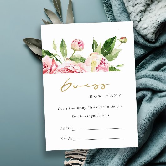 Carte D'accompagnement Doux Blush Floral Peony Devine Combien De Baisers 