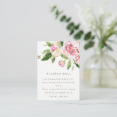 Carte D'accompagnement Doux Blush Floral Peony Mariage Wishing well (Debout devant)