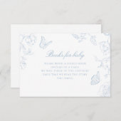 Carte D'accompagnement Doux Dusty Blue Chinoiserie Livres pour bébé (Devant / Derrière)
