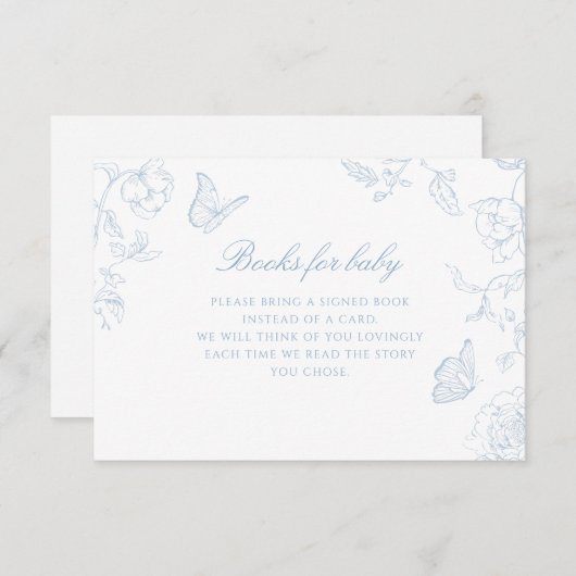 Carte D'accompagnement Doux Dusty Blue Chinoiserie Livres pour bébé (Devant / Derrière)