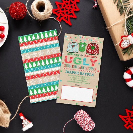 Carte D'accompagnement Doux moche Baby shower de Noël Déchets Raffle