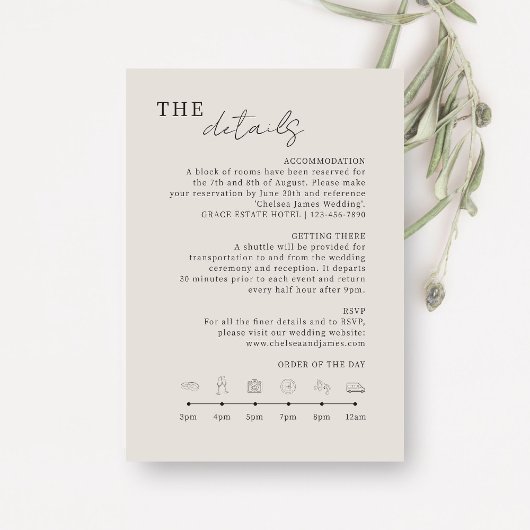 Carte D'accompagnement Dove Grey | Icônes de détails de Mariage minimalis