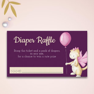 Carte D'accompagnement Dragon Bébé Rose avec chevalet de ballons