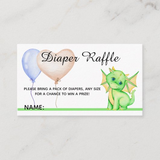 Carte D'accompagnement Dragon vert mignon - Boîtier Baby shower (Devant)