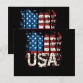 Carte D'accompagnement Drapeau américain rétro 4 juillet (Devant / Derrière)