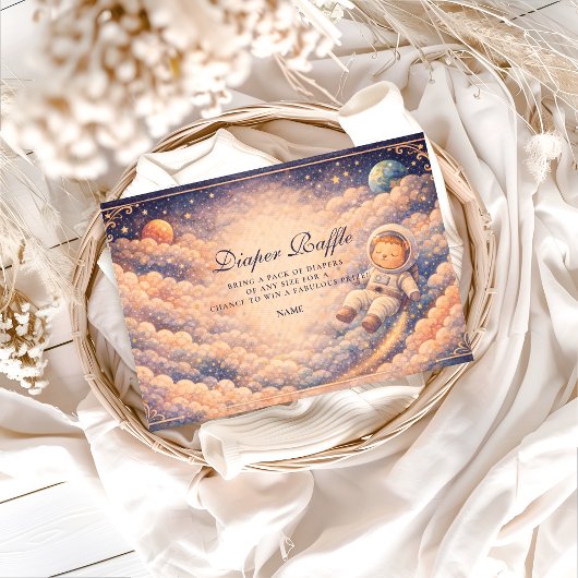 Carte D'accompagnement Dreamy Astronaut Cloudscape Diapper Raffle 