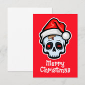 Carte D'accompagnement Drôle crâne de Noël, Joyeux Noël (Devant / Derrière)