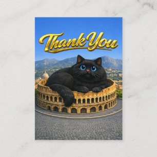 Carte D'accompagnement Drôle de gros chat noir Colisée romain Merci