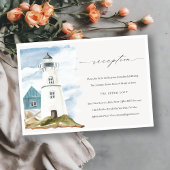 Carte D'accompagnement Dusky Aqua Lighthouse Mountain Mariage Réception
