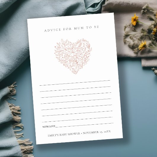 Carte D'accompagnement Dusky Blush Flora Conseil de coeur pour maman Baby