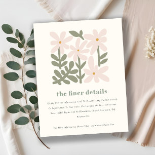 Carte D'accompagnement Dusky Blush Retro Minimal Floral Détails sur le Ma