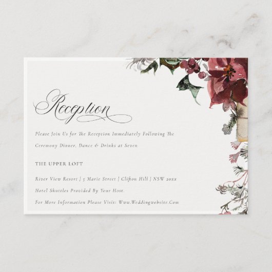 Carte D'accompagnement Dusky Chaud Hiver Festive Faune Mariage Réception (Devant)