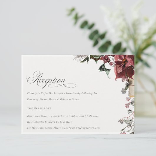 Carte D'accompagnement Dusky Chaud Hiver Festive Faune Mariage Réception (Debout devant)