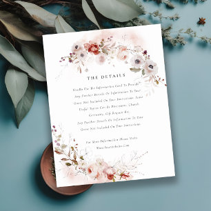 Carte D'accompagnement Dusky Fall Marsala Blush Floral Détails du Mariage