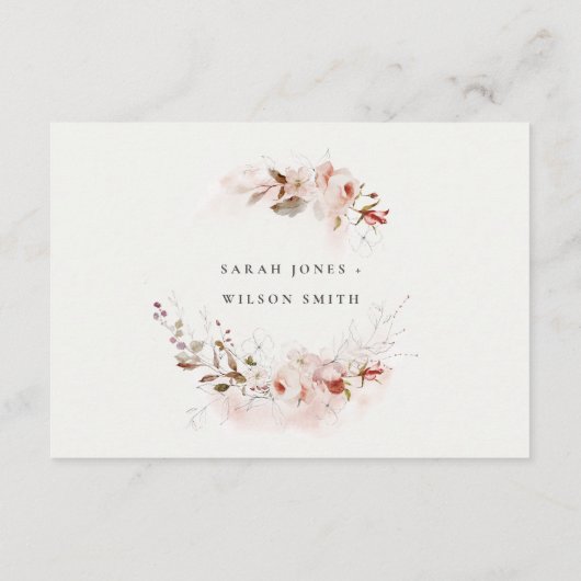 Carte D'accompagnement Dusky Fall Marsala Blush Floral Mariage Réception (Dos)