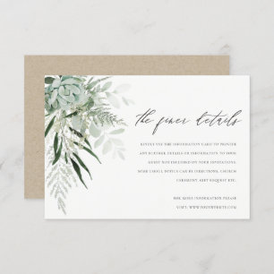 Carte D'accompagnement Dusky Green Leafy Fern Mariage Succulent Détails