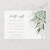 Carte D'accompagnement Dusky Green Leafy Fern Mariage Succulent RSVP Diet (Devant)