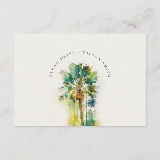 Carte D'accompagnement Dusky Green Tropical Palm Trees Mariage QR Code (Dos)