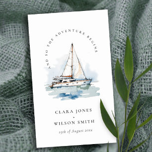 Carte D'accompagnement Dusky Sailboat Yacht Seascape Mariage Website