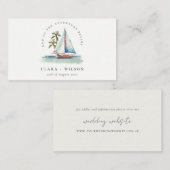 Carte D'accompagnement Dusky Turquoise Sailboat Palm Seascape Mariage sit (Devant / Derrière)
