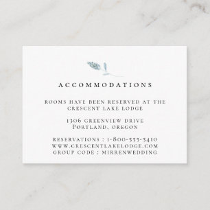 Carte D'accompagnement Dusty Bleu Botanique Mariage Hébergements