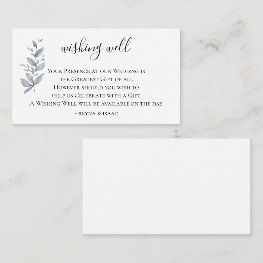 Carte D'accompagnement Dusty Bleu Branche Mariage Wishing well (Devant / Derrière)