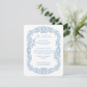 Carte D'accompagnement Dusty bleu et blanc moderne arrondi Mariage (Debout devant)