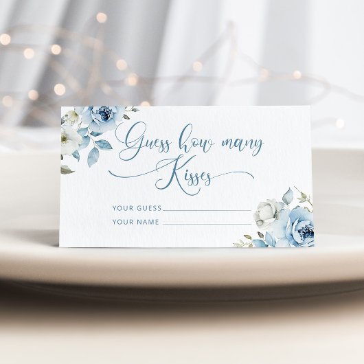 Carte D'accompagnement Dusty bleu floral combien de baisers jeu nuptiale