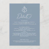 Carte D'accompagnement Dusty Blue Ancre Détails du Mariage nautique (Devant)