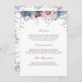 Carte D'accompagnement Dusty Blue and Mauve Mariage Information Invité (Devant / Derrière)