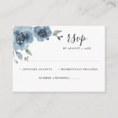 Carte D'accompagnement Dusty Blue Ardoise Floral Aquarelle Mariage RSVP (Devant)