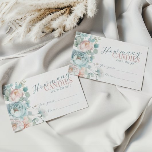 Carte D'accompagnement Dusty Blue Baby shower devinez combien de bonbons