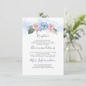 Carte D'accompagnement Dusty Blue Beach Informations de mariage Invité (Debout devant)