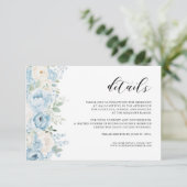 Carte D'accompagnement Dusty Blue Boho Floral Wedding Details (Debout devant)