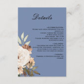 Carte D'accompagnement Dusty Blue Boho Flowers Détails du Mariage (Devant)