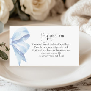 Carte D'accompagnement Dusty Blue Bow Book pour Baby Baby shower Boy