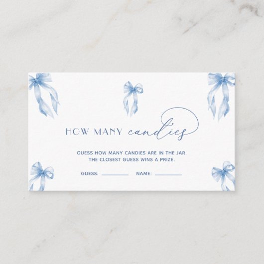 Carte D'accompagnement Dusty Blue Bow Devine Combien De Candies Jeu (Devant)